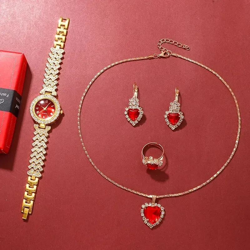 Fashion Wristwatch Casual Ladies Bracelet Watches Jewelry Set