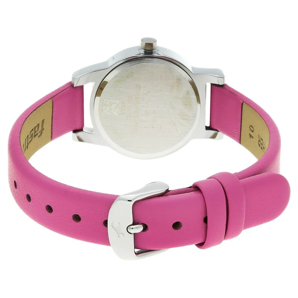 Fastrack Quartz Analog White Dial Leather Strap Watch for Girls-NP6088SL01