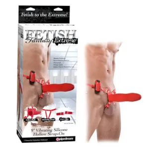 FETISH FANTASY EXTREME 9'' VIBRATING SILICONE HOLLOW STRAP-ON