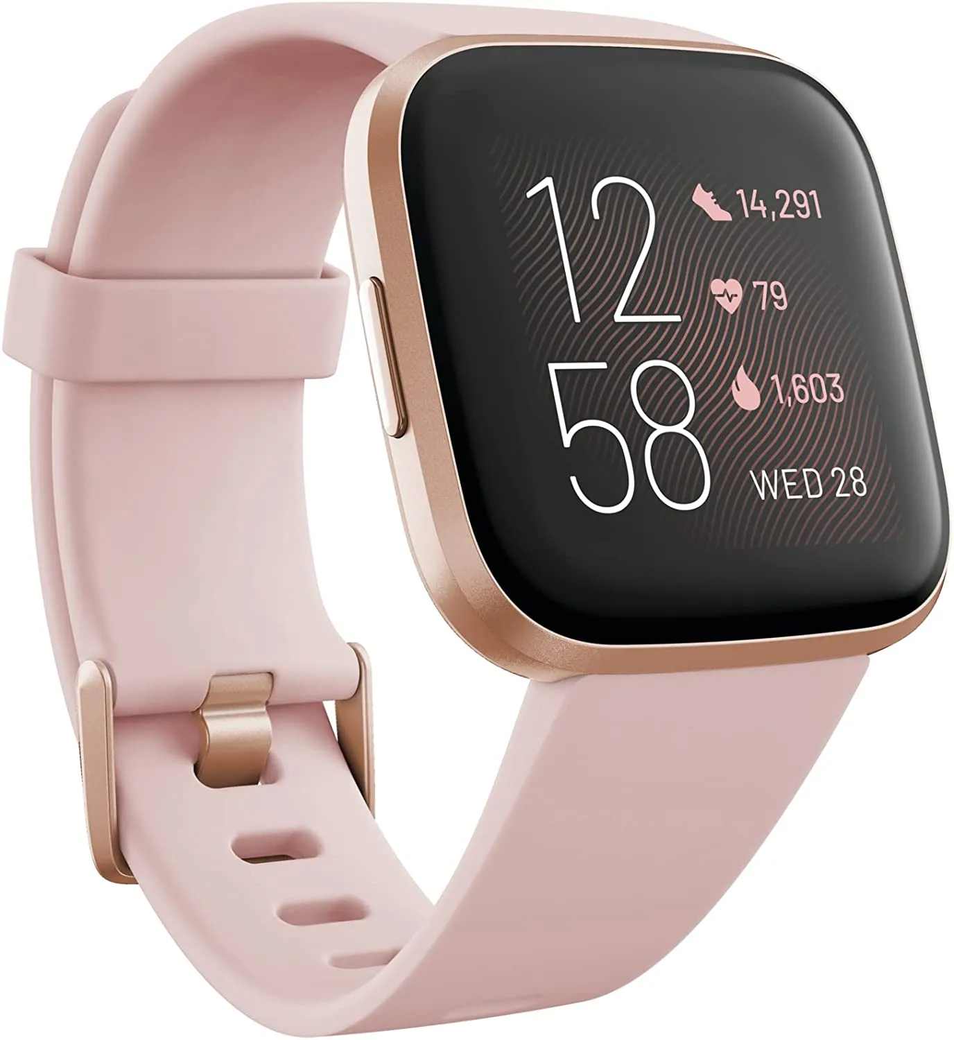 Fitbit Versa 2 Health and Fitness Smartwatch with Heart Rate, Music, Alexa Built-In, Sleep and Swim Tracking, Black/Carbon, One Size (S and L Bands Included)