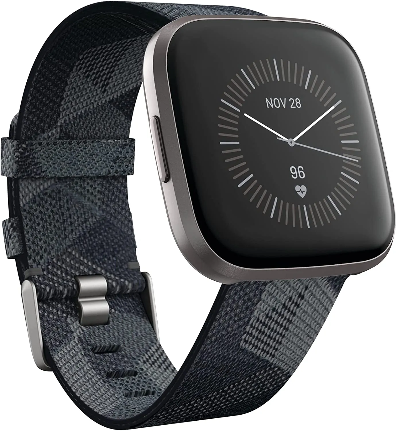 Fitbit Versa 2 Health and Fitness Smartwatch with Heart Rate, Music, Alexa Built-In, Sleep and Swim Tracking, Black/Carbon, One Size (S and L Bands Included)