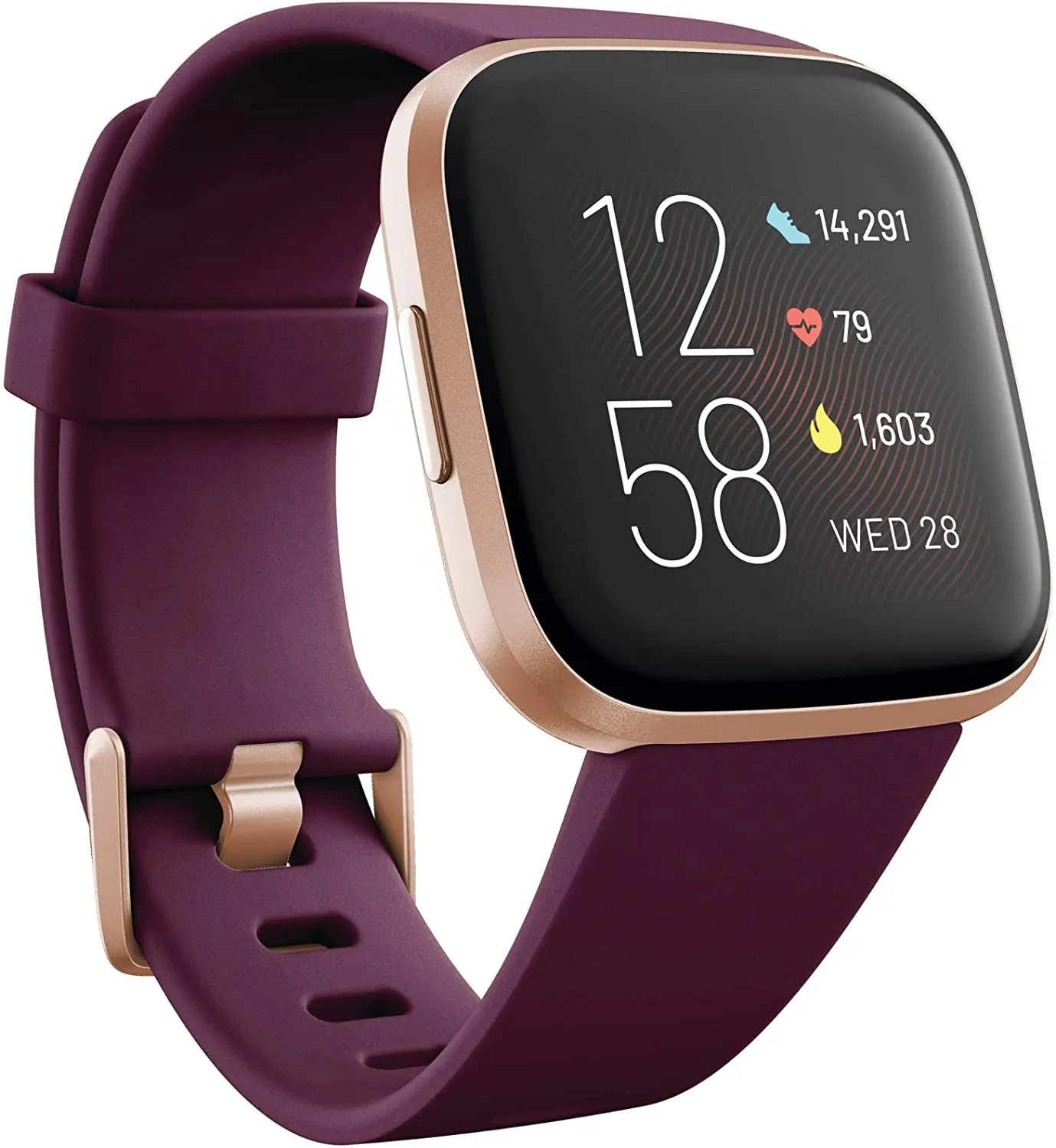 Fitbit Versa 2 Health and Fitness Smartwatch with Heart Rate, Music, Alexa Built-In, Sleep and Swim Tracking, Black/Carbon, One Size (S and L Bands Included)