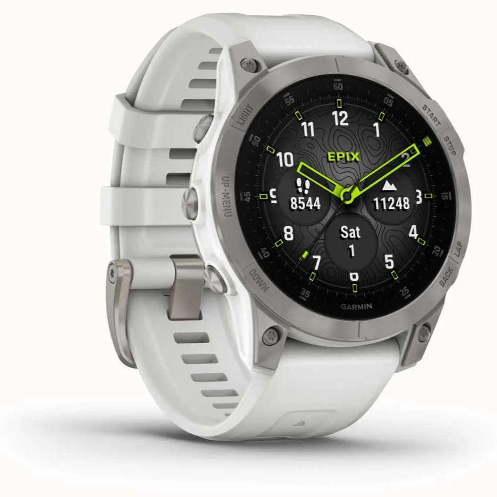 Garmin Epix Gen 2 Watch  Carrera White Titanium with Silicone Band
