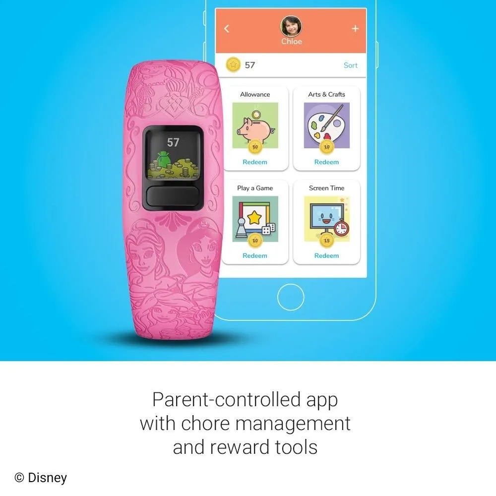 Garmin Vívofit Jr 2 Kids Pink Silicone Band Fitness/activity Tracker Disney Princess Smart Watch - 010-01909-33