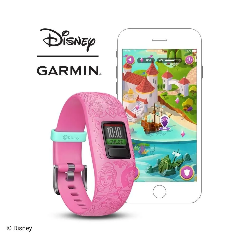 Garmin Vívofit Jr 2 Kids Pink Silicone Band Fitness/activity Tracker Disney Princess Smart Watch - 010-01909-33
