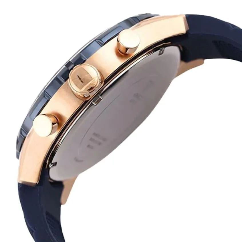 Guess Caliber White Dial Blue Rubber Strap Chronograph  Men's Watch W0864G5