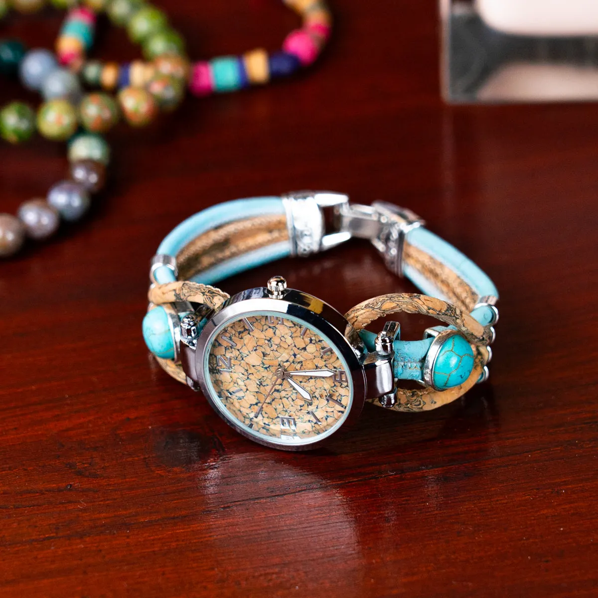 Handmade cork watch for women WA-189 WITH BOX
