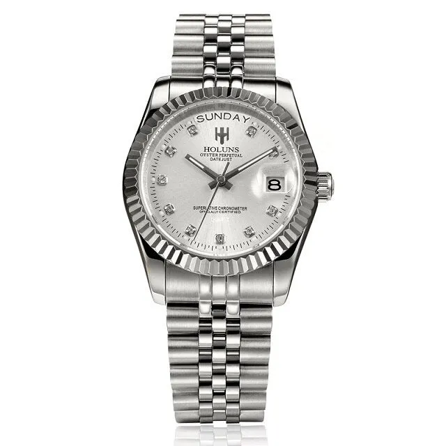 Holuns Men Watches Luxury Top Brand Gold Diamond Role Quartz Calendar Relogio Masculino Wrist Watch Clock