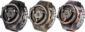 JewelryWe Men Women Finger Watch Punk Skull Flip-Open Cover Quartz Analog Ring Watches, Adjustable Size