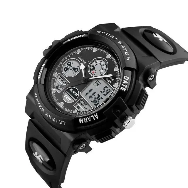 Kids Waterproof Analog Watch LED Multifunction