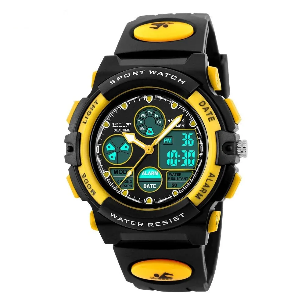 Kids Waterproof Analog Watch LED Multifunction