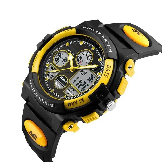 Kids Waterproof Analog Watch LED Multifunction