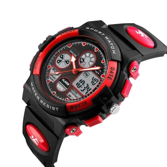 Kids Waterproof Analog Watch LED Multifunction