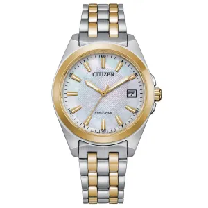 Ladies' Citizen Eco-Drive Corso Two-Tone Mother-of-Pearl Dial Watch | 33mm | EO1224-54D