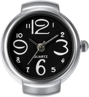 Lancardo Ring Watch for Women and Men Analog Quartz Watch Arabic Numerals Black Dial Elastic Band Creative Finger Watch
