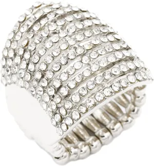 Lavencious 11 Rows with Crystals Stretch Rings Statement Rings Free Size for Women