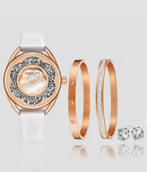 Lily 995.05 Quartz 38mm Classic with Emma Polished Bangle, Sofia Frosted Bangle and Studs