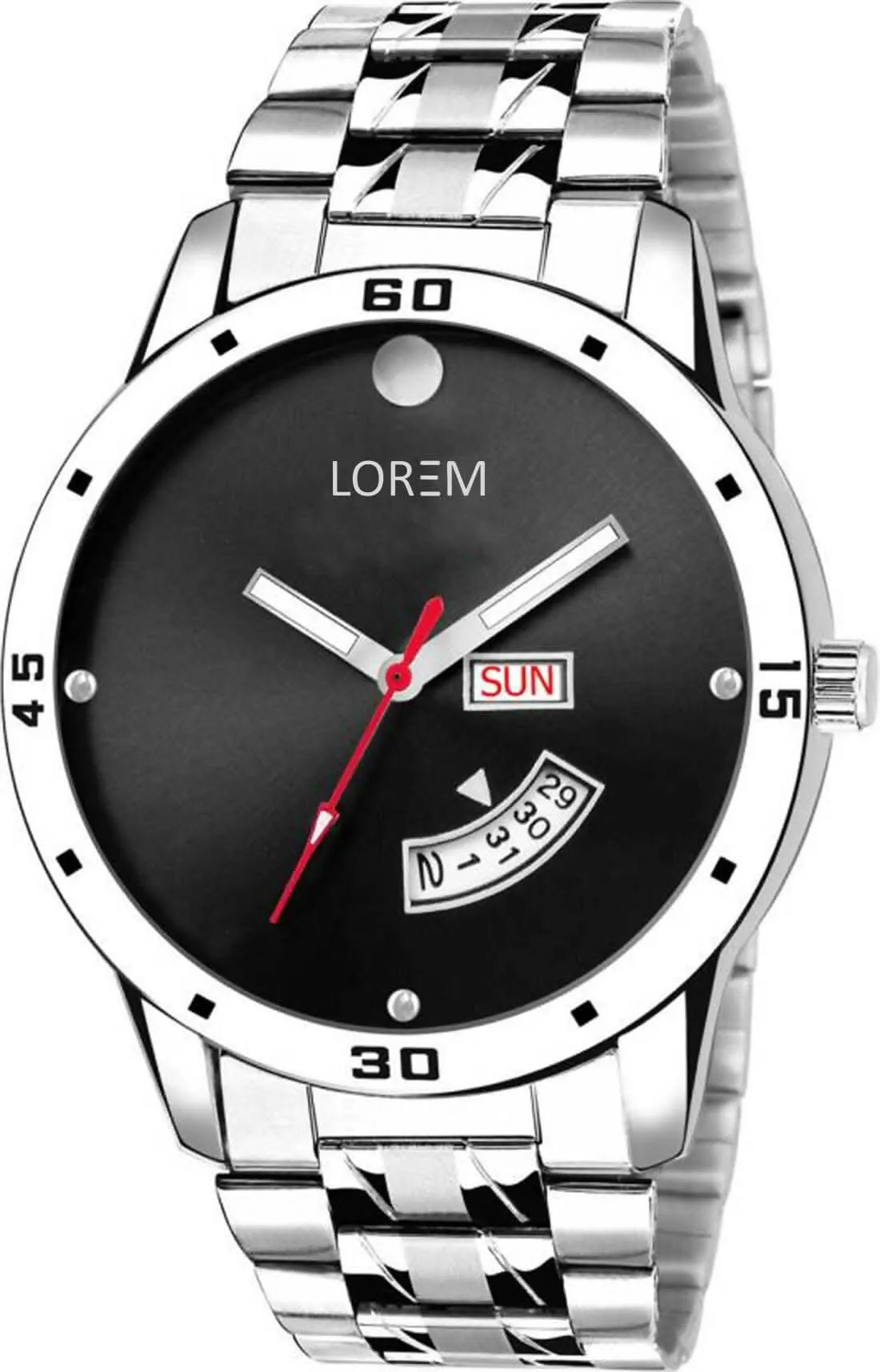 LOREM Black Day Date Analog Watch For Men LR104
