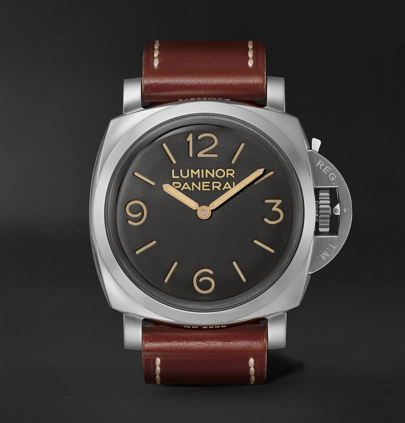 Luminor 1950 Hand-Wound 47mm Stainless Steel and Leather Watch