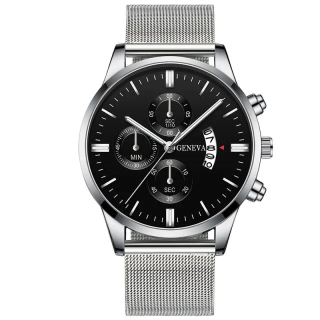 Luxury Watches Stainless Steel Mesh Belt Calendar Date Quartz Wristwatch