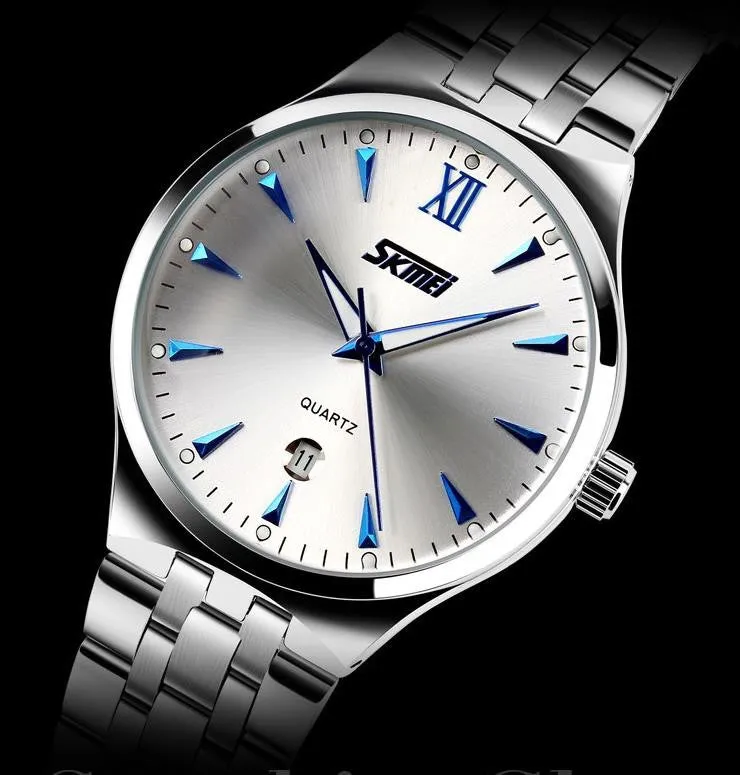 Men full steel watch quartz men casual fashion watch wristwatch with calendar Men business hours wrist watch
