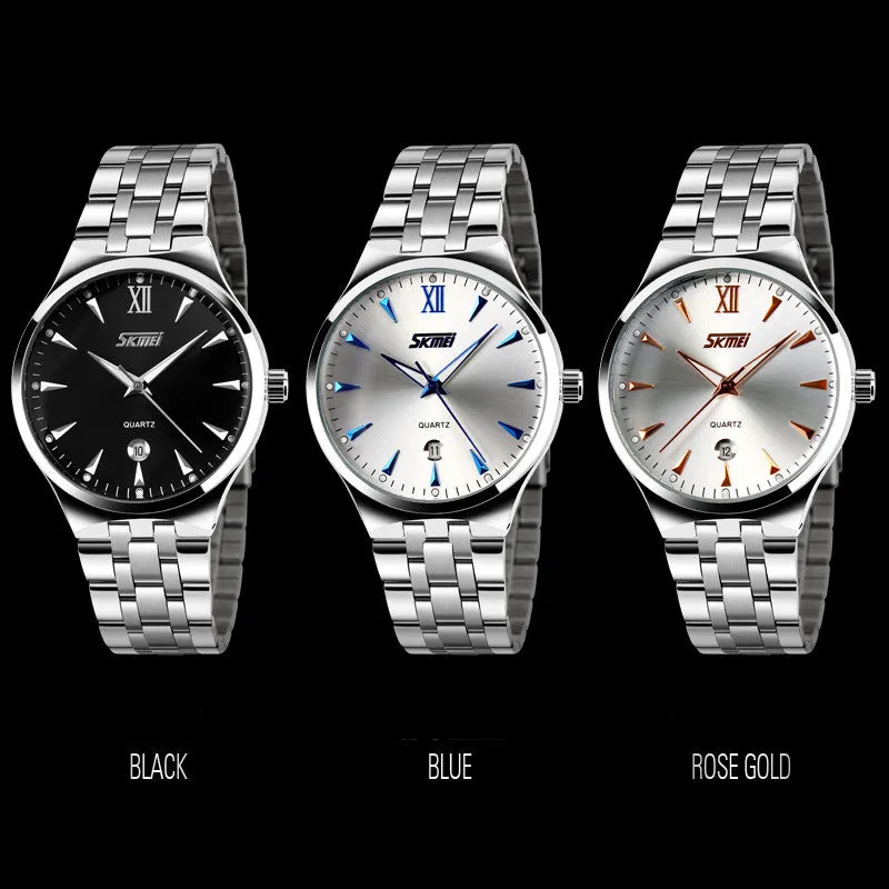 Men full steel watch quartz men casual fashion watch wristwatch with calendar Men business hours wrist watch