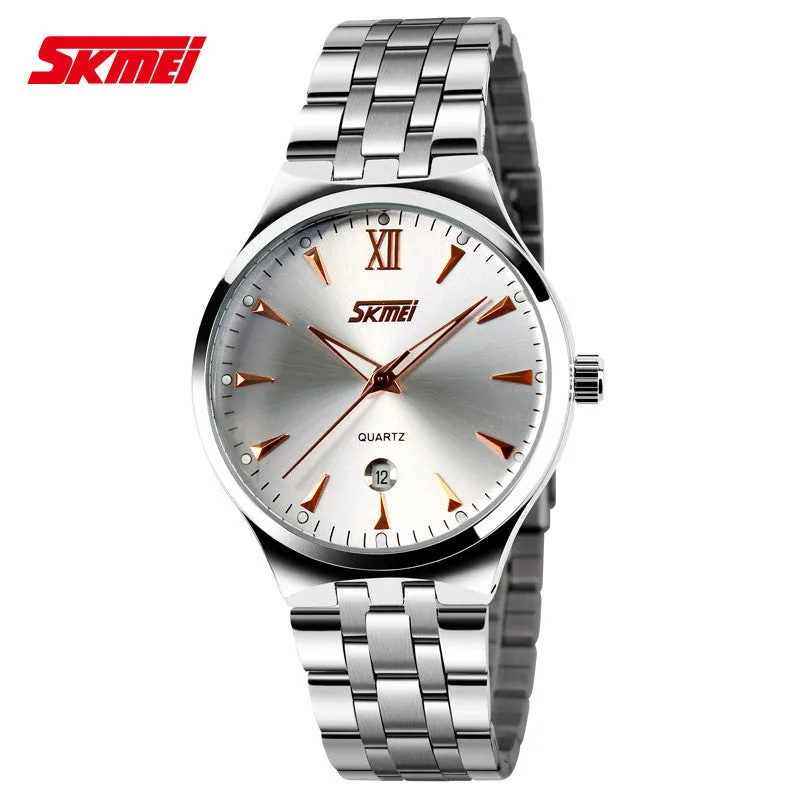 Men full steel watch quartz men casual fashion watch wristwatch with calendar Men business hours wrist watch