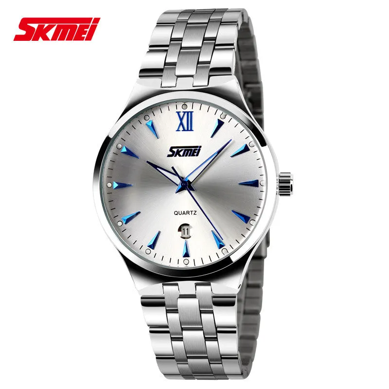Men full steel watch quartz men casual fashion watch wristwatch with calendar Men business hours wrist watch