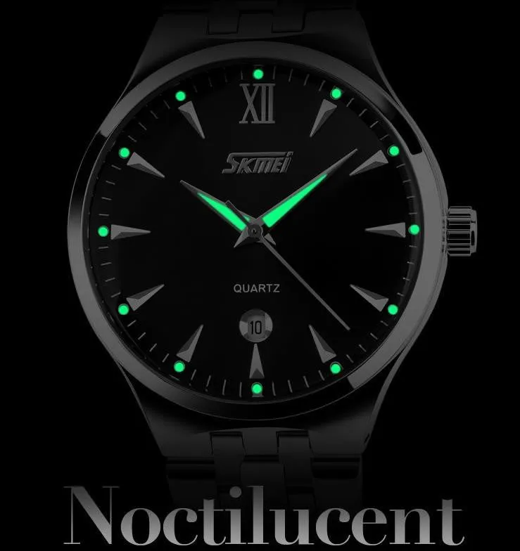 Men full steel watch quartz men casual fashion watch wristwatch with calendar Men business hours wrist watch