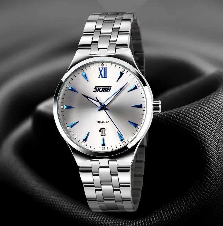 Men full steel watch quartz men casual fashion watch wristwatch with calendar Men business hours wrist watch