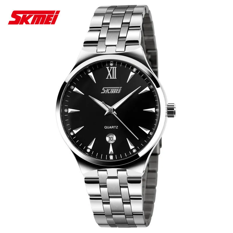 Men full steel watch quartz men casual fashion watch wristwatch with calendar Men business hours wrist watch