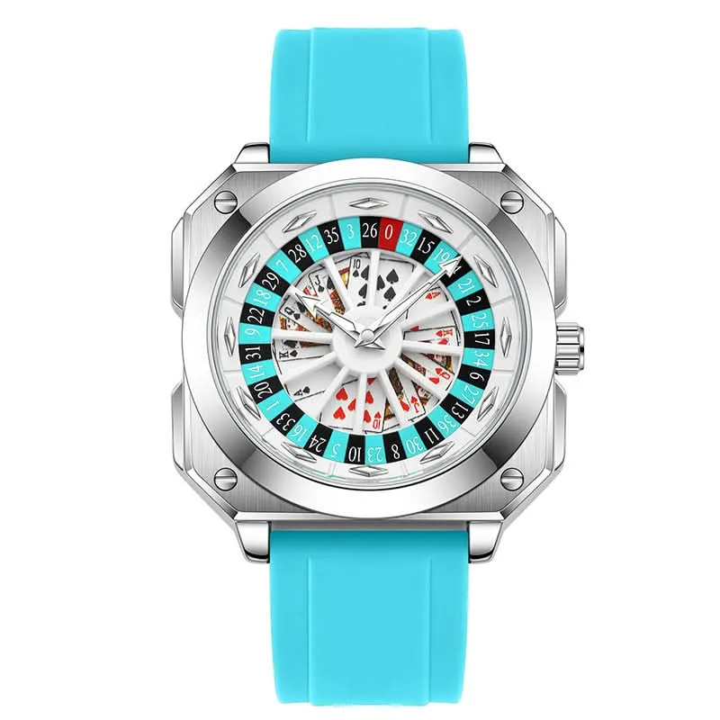 Men’s Lucky Poker Automatic Watch – Gambler Style Turntable Dial