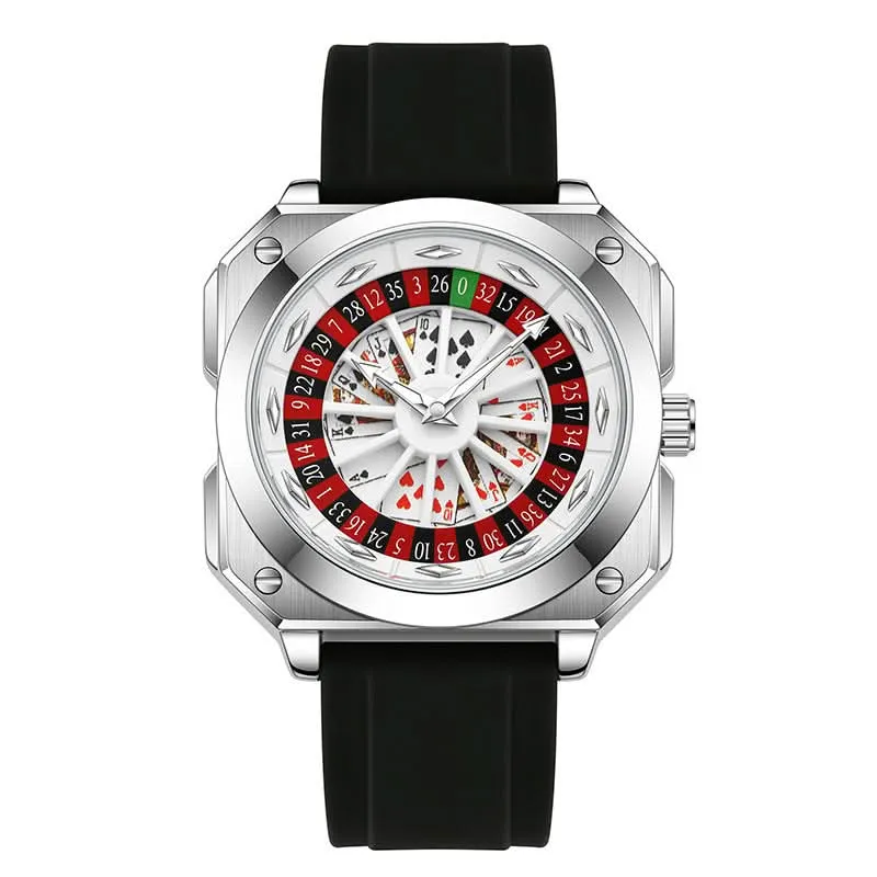 Men’s Lucky Poker Automatic Watch – Gambler Style Turntable Dial