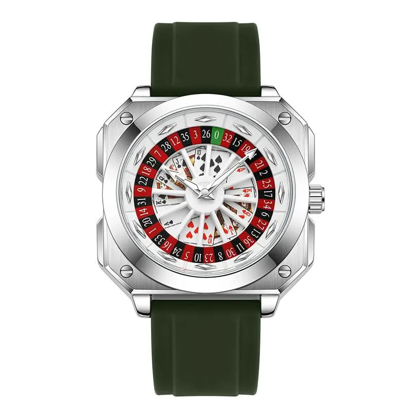 Men’s Lucky Poker Automatic Watch – Gambler Style Turntable Dial