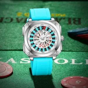 Men’s Lucky Poker Automatic Watch – Gambler Style Turntable Dial