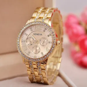 New Arrivals GENEVA Watches Men Diamond Belt Fashion Gift Watch Dress Alloy Wristwatches