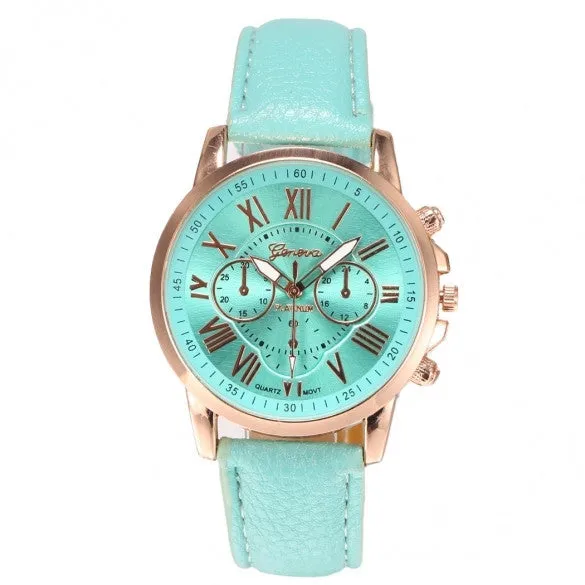 New Women Round Wristwatch Multi Dial Quartz Battery Analog Casual Sports Watch