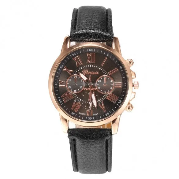 New Women Round Wristwatch Multi Dial Quartz Battery Analog Casual Sports Watch