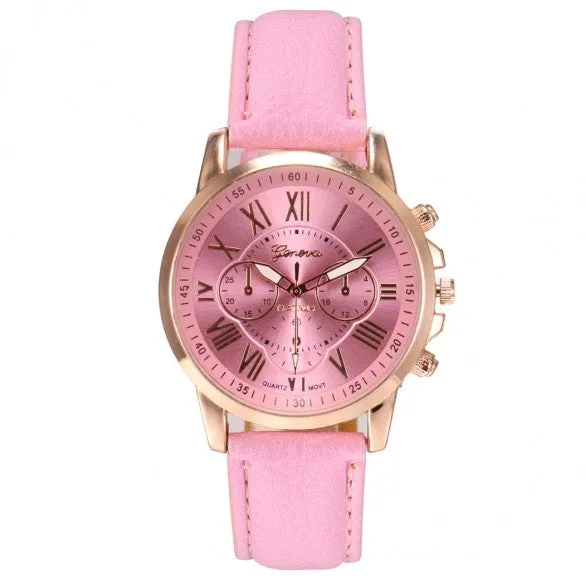 New Women Round Wristwatch Multi Dial Quartz Battery Analog Casual Sports Watch