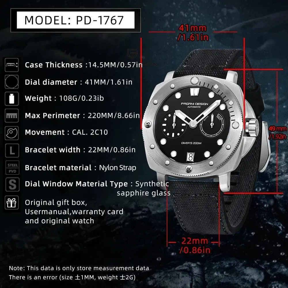 Pagani Design 1767 Submersible Auto Men Homage Watches