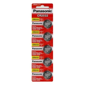 Panasonic CR2032 ECR2032 2032 Lithium Coin Cell Button Battery 3V (PACK OF 5)