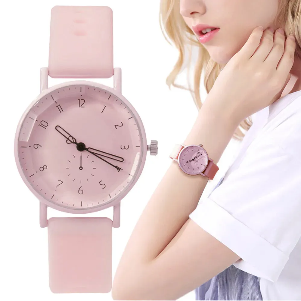 Pink Digital Simple Women Dresses Fashion Casual Watch