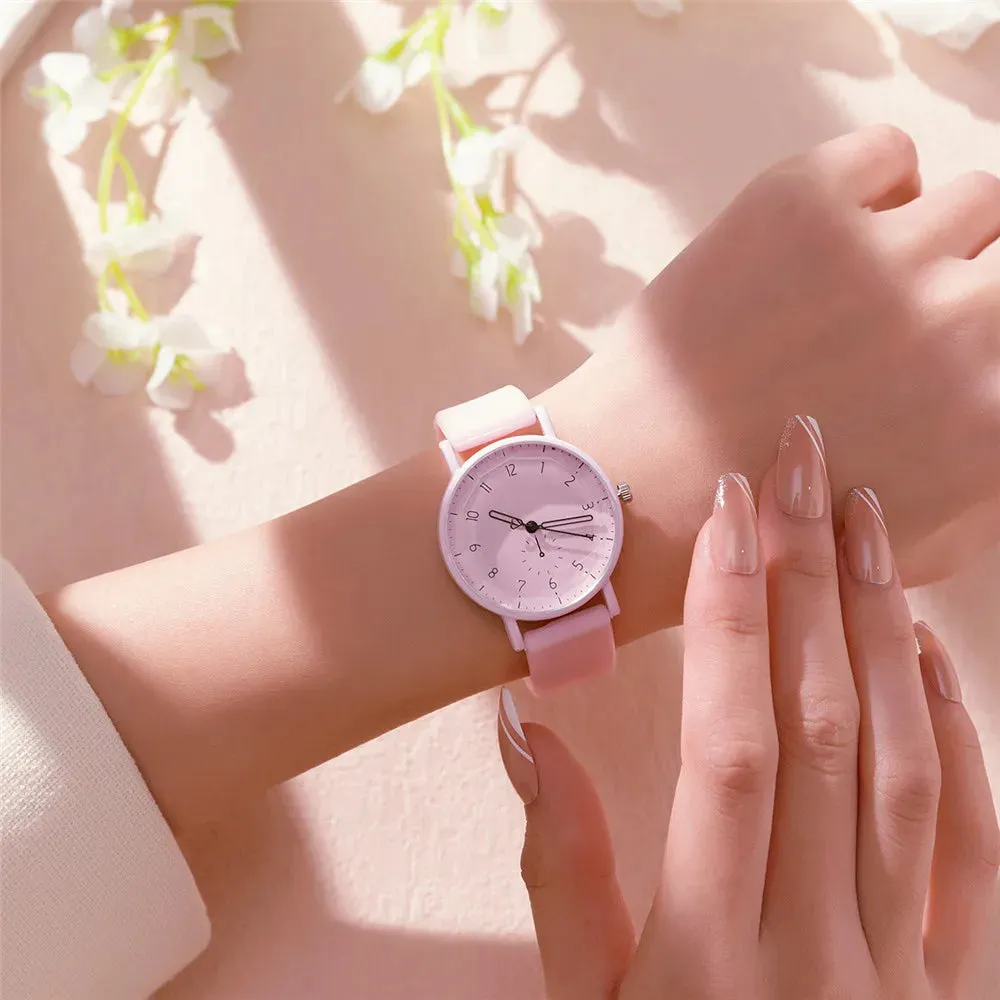 Pink Digital Simple Women Dresses Fashion Casual Watch