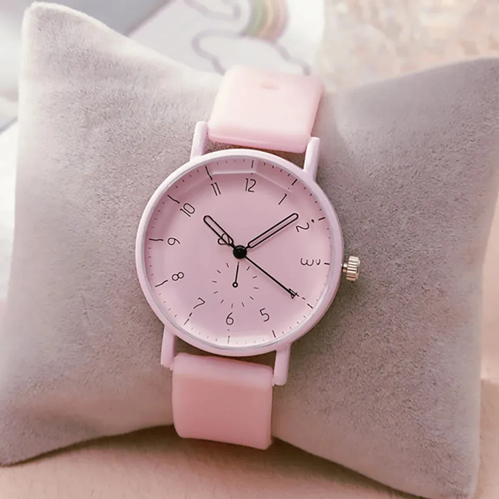 Pink Digital Simple Women Dresses Fashion Casual Watch
