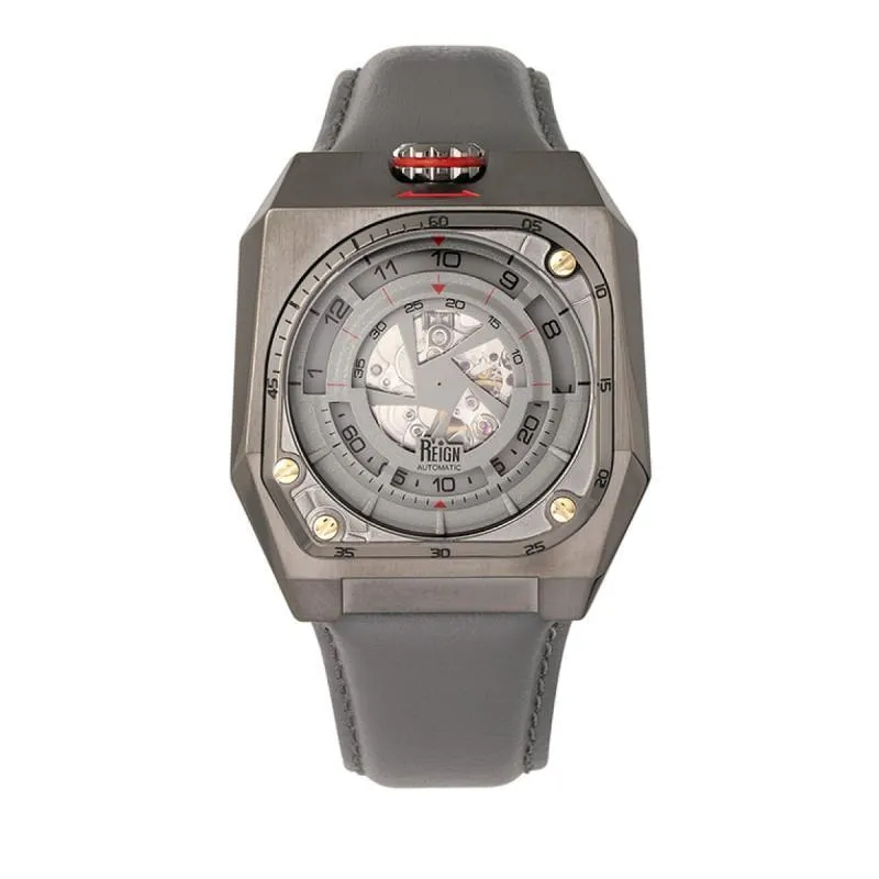 Reign Asher Automatic Sapphire Crystal Leather-Band Watch