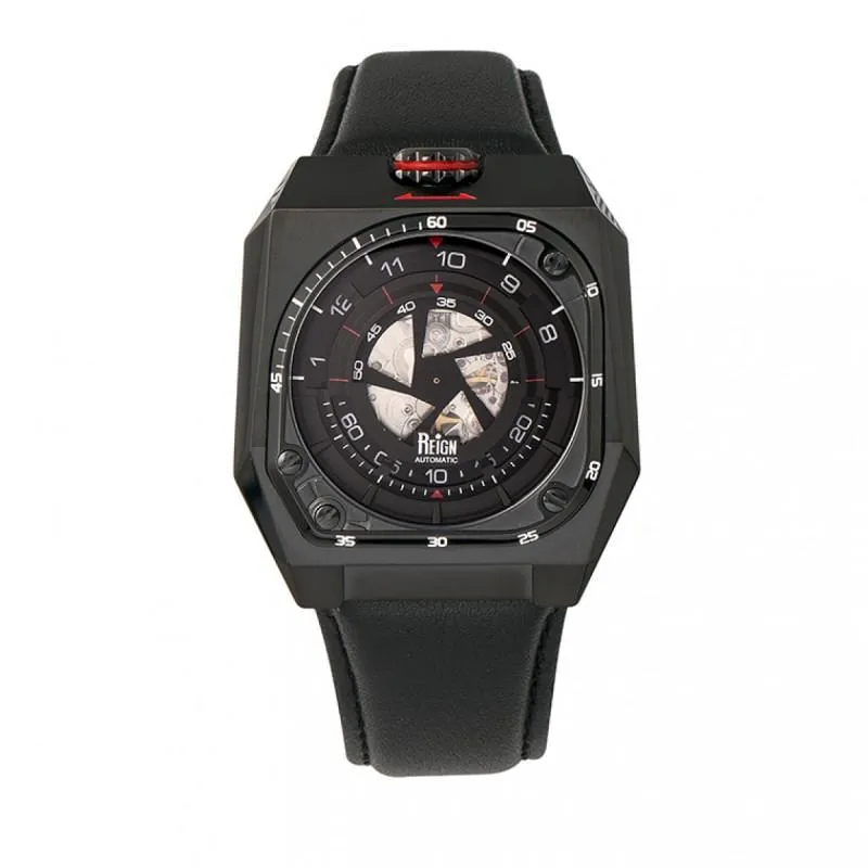 Reign Asher Automatic Sapphire Crystal Leather-Band Watch