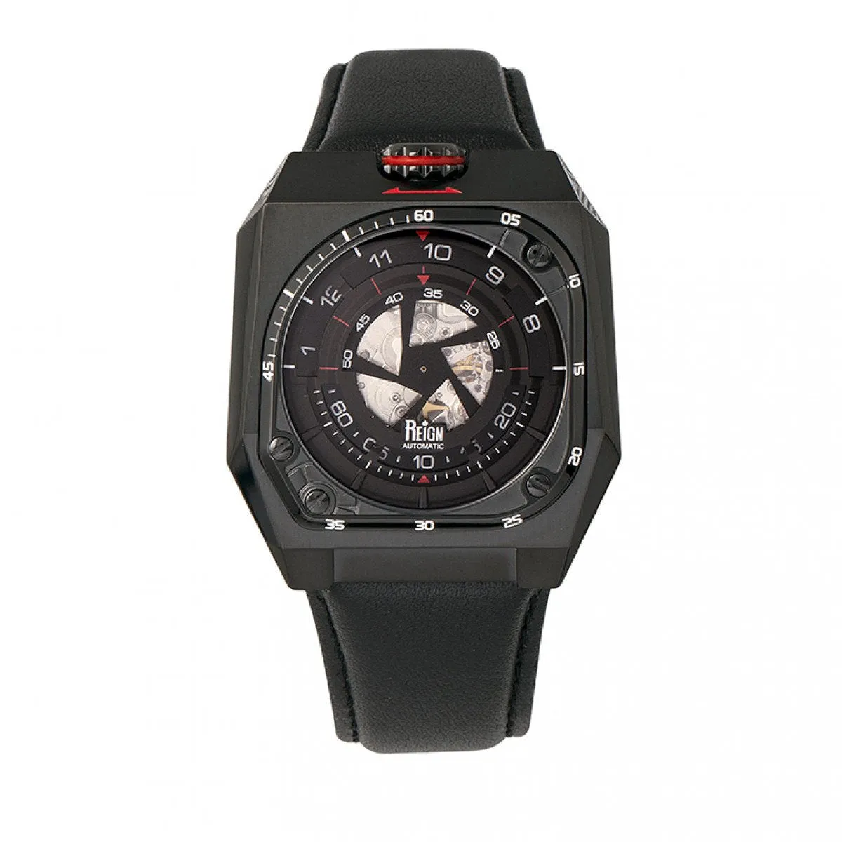 Reign Asher Automatic Sapphire Crystal Leather-Band Watch