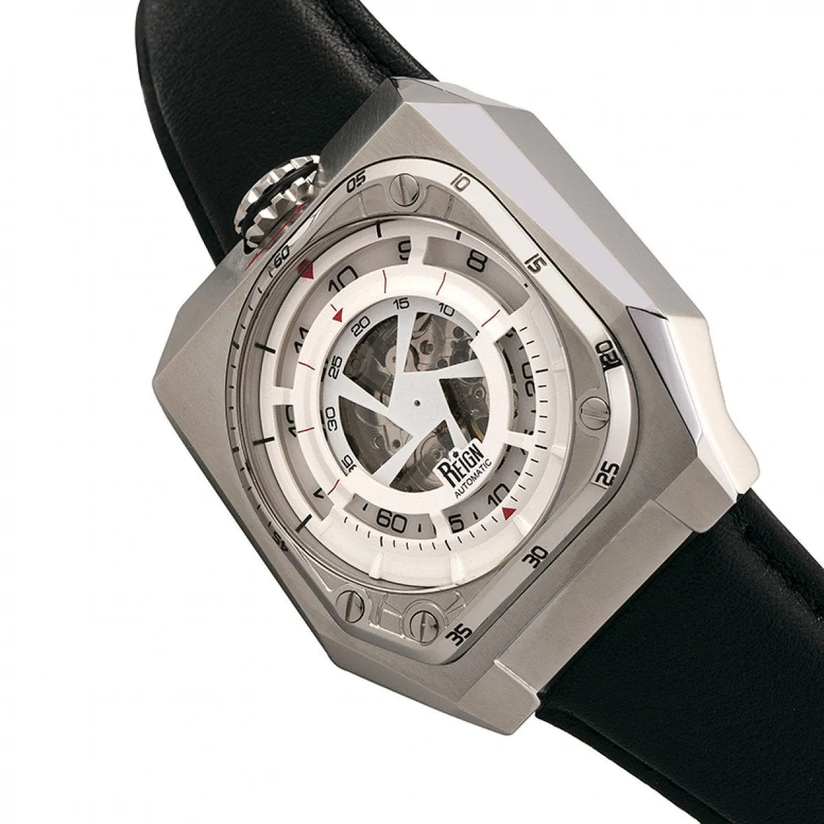Reign Asher Automatic Sapphire Crystal Leather-Band Watch