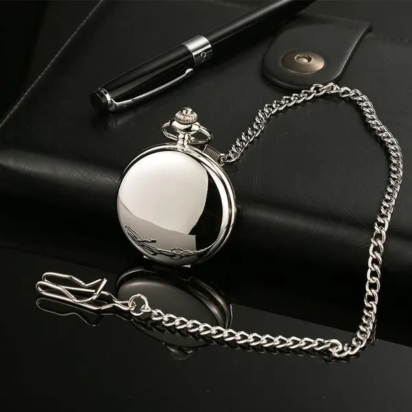Retro Smooth Men Pocket Watch with Chain