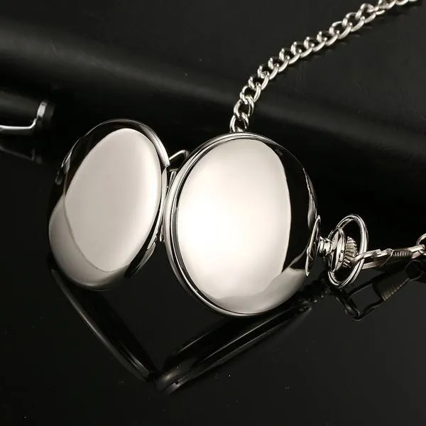Retro Smooth Men Pocket Watch with Chain